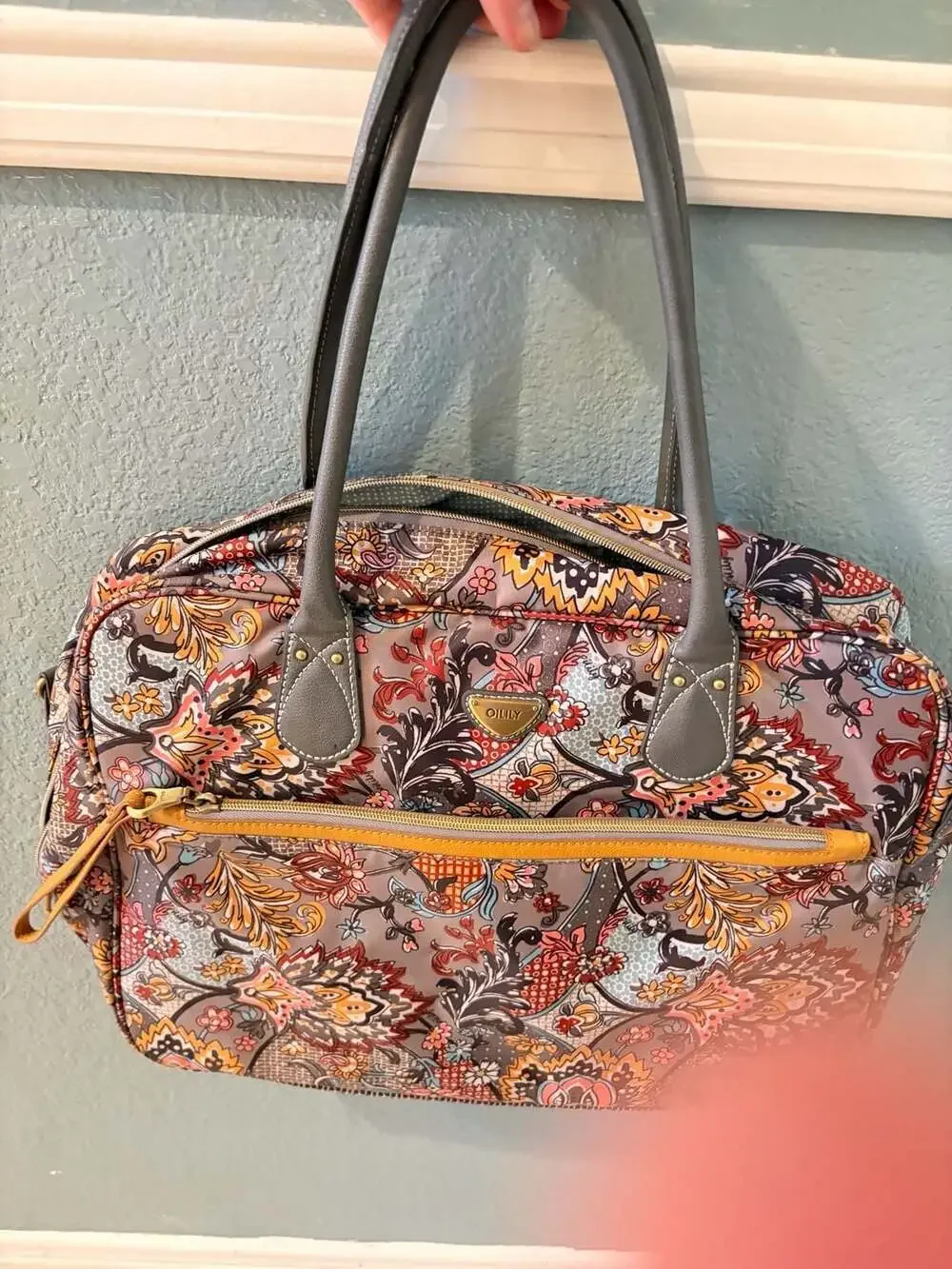 Oilily Paisley Floral Print Padded Laptop Bag Travel Work Briefcase BOHO